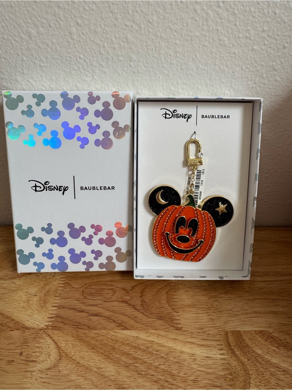 BaubleBar Disney Orange & Black Mickey Pumpkin Keychain/bag charm